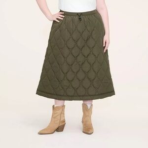 Woolrich Target Plus‎ 1X / 1XL Extra Large Quilted Midi A-Line Skirt Olive Green